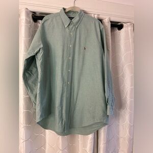 Ralph Lauren Yarmouth Button Down Dress Shirt ~ Solid Green ~ Business ~Office